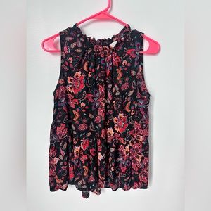 Paisley floral black Loft Sleeveless Peplum top